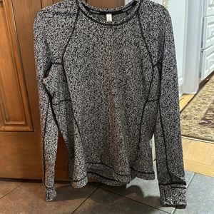 Lululemon Runderful Long Sleeve Scattered Herringbone Black White Size 10